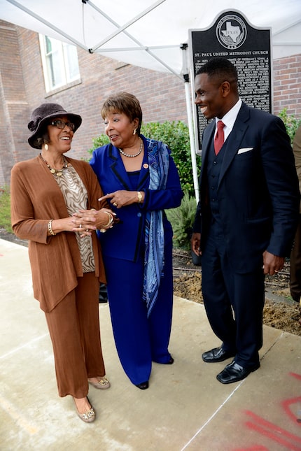 Pastor Richie Butler and Rep. Eddie Bernice Johnson (middle) talked to fourth-generation St....