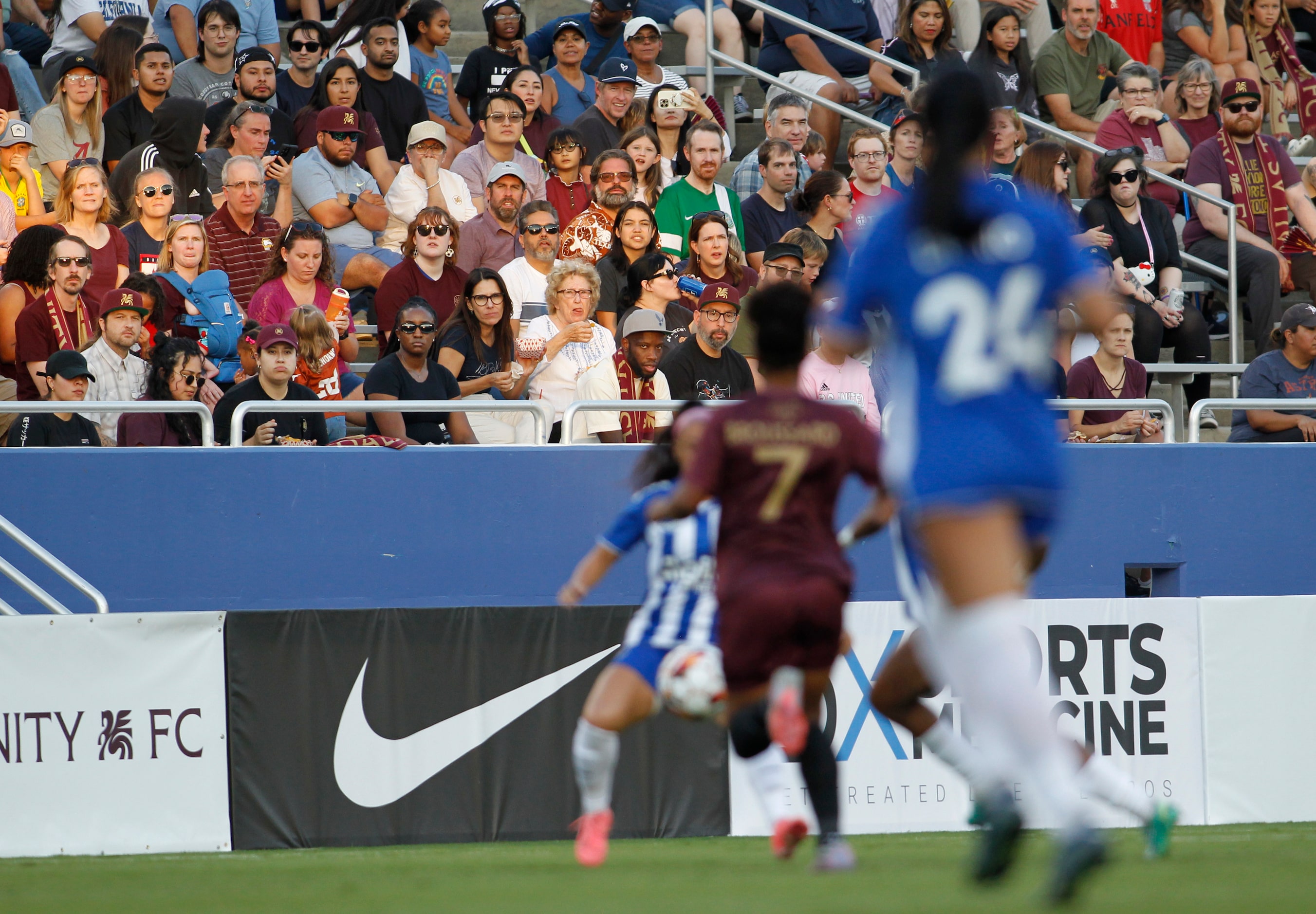 A large crowd looks on during the first half of the soccer match between Dallas Trinity FC...