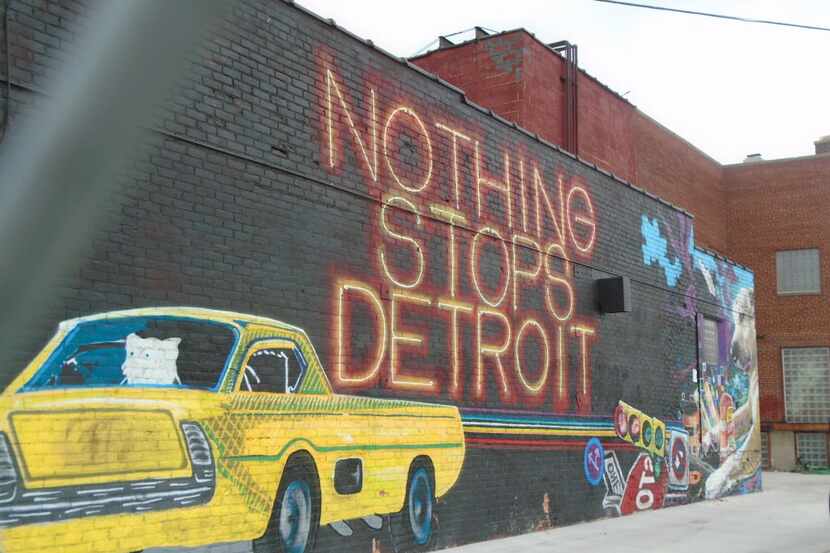 Outdoor murals energize Detroit's Eastern Market and other districts. 