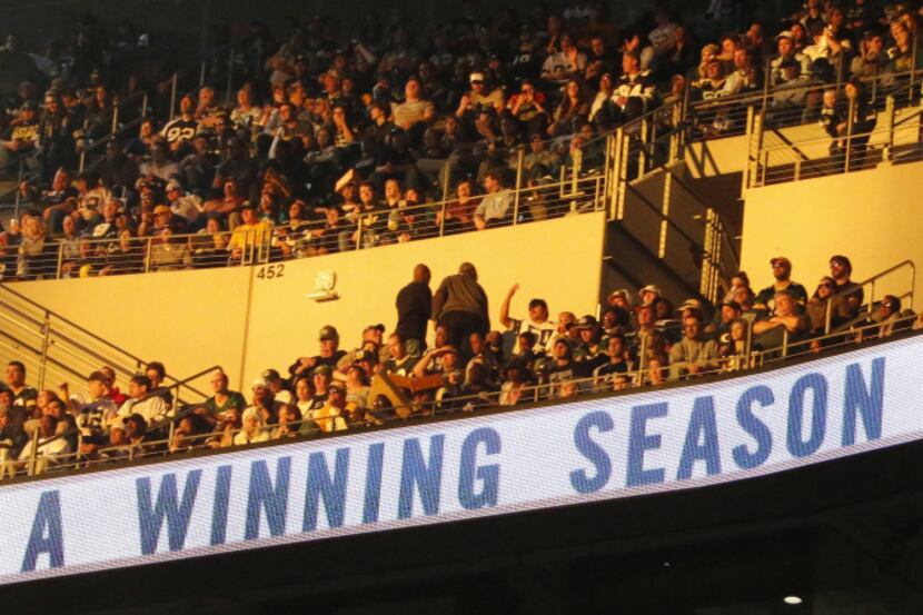 Fans are pictured in the upper deck during the Green Bay Packers vs. the Dallas Cowboys NFL...