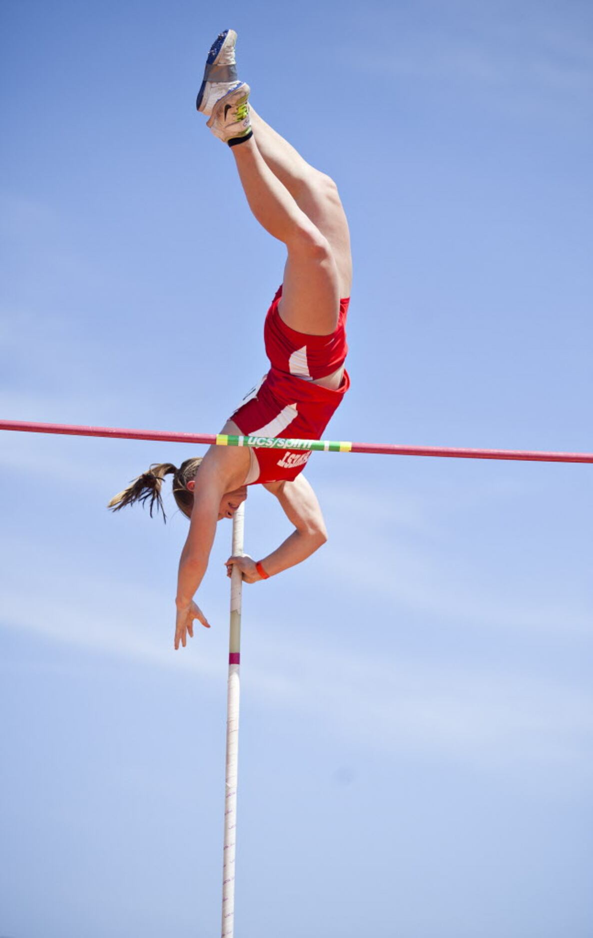 Justin Northwest pole vaulter Desiree Freier competes during the Clyde Littlefield Texas...