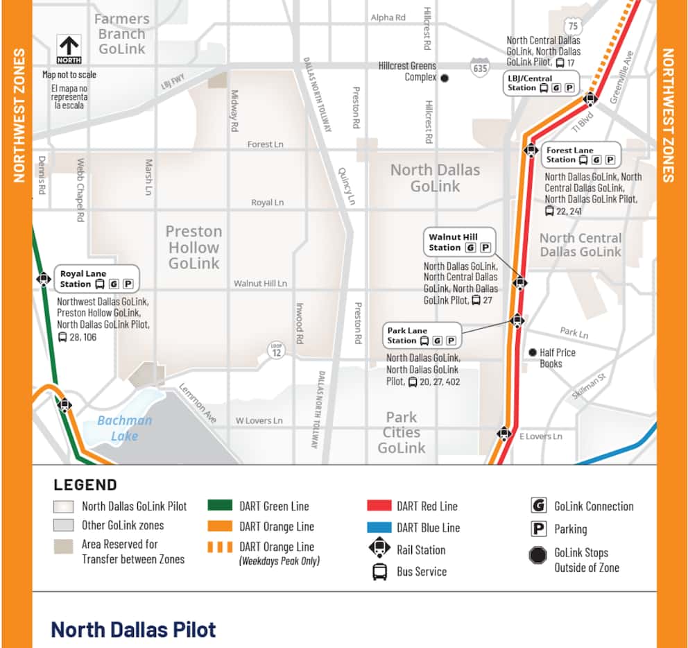 The North Dallas Pilot program allows DART GoLink riders to travel across both service zones...
