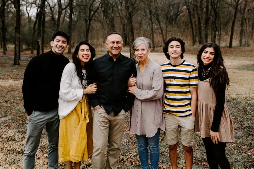 Ali and Judy Master (center) with their four children at Thanksgiving 2019. From left are...