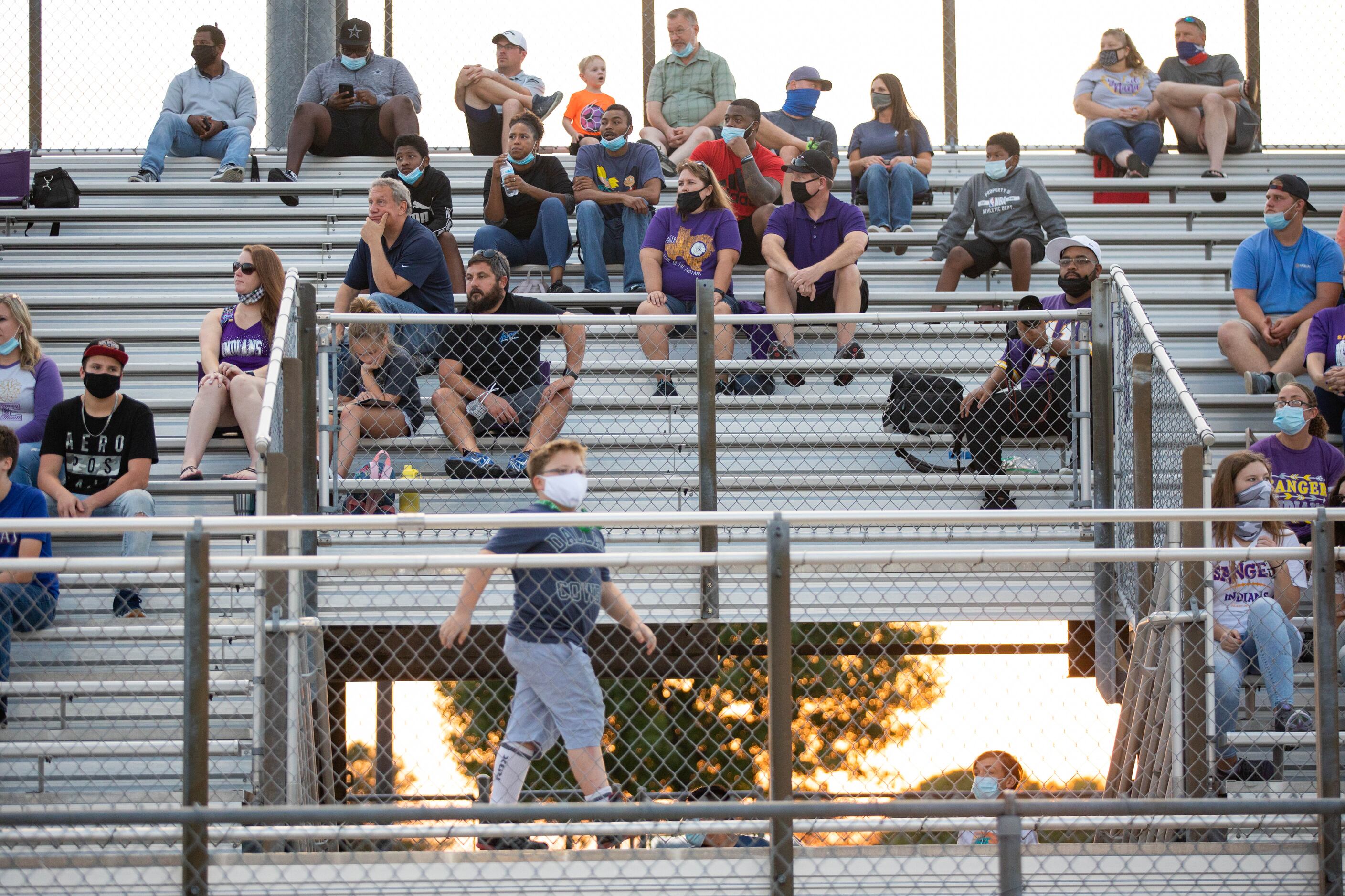 Sanger High School fans wait for the start of a game against Lake Worth High School on Sept....