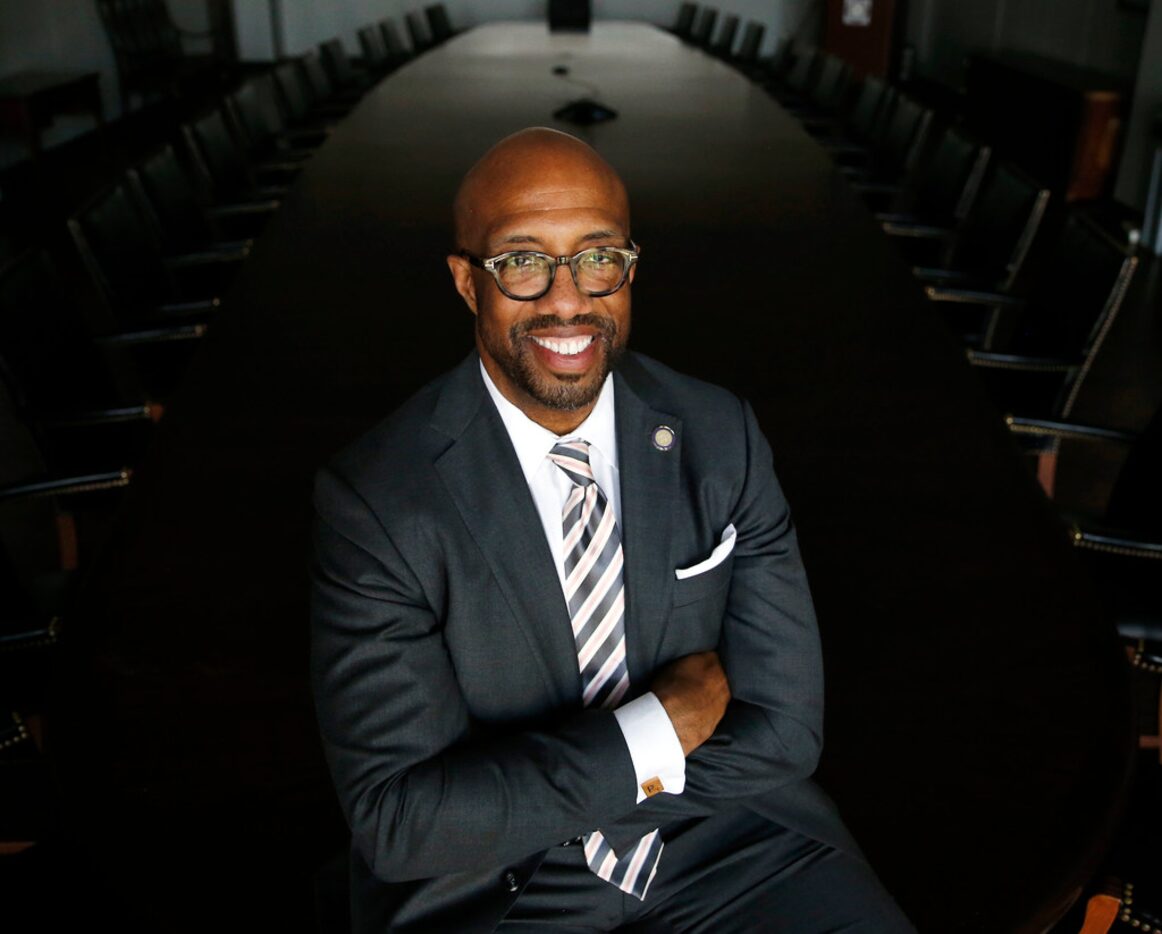 Michael Sorrell, president of Paul Quinn College, poses for a portrait in a conference room...