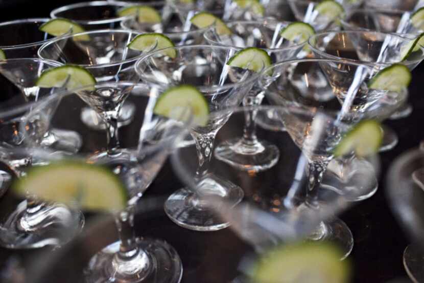 Tramell-tinis are prepared during the cocktail party to unveil the new amenities at the...