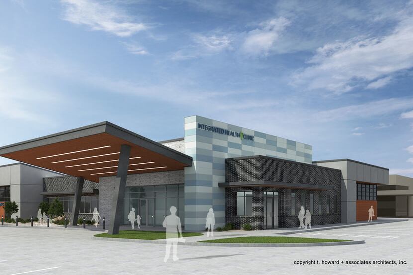 A rendering of a possible integrated health clinic to be located at Lancaster and Camp...