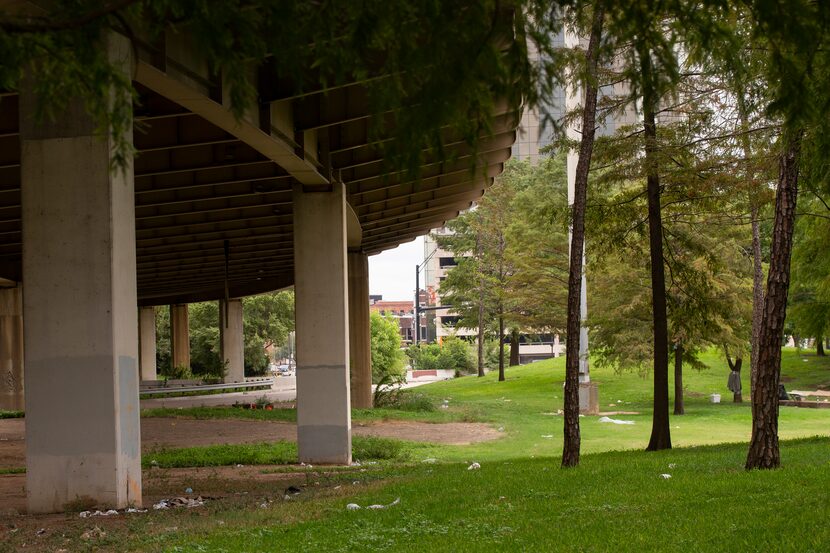 The eastern edge of the new Carpenter Park will sit underneath southbound I-345. In that...