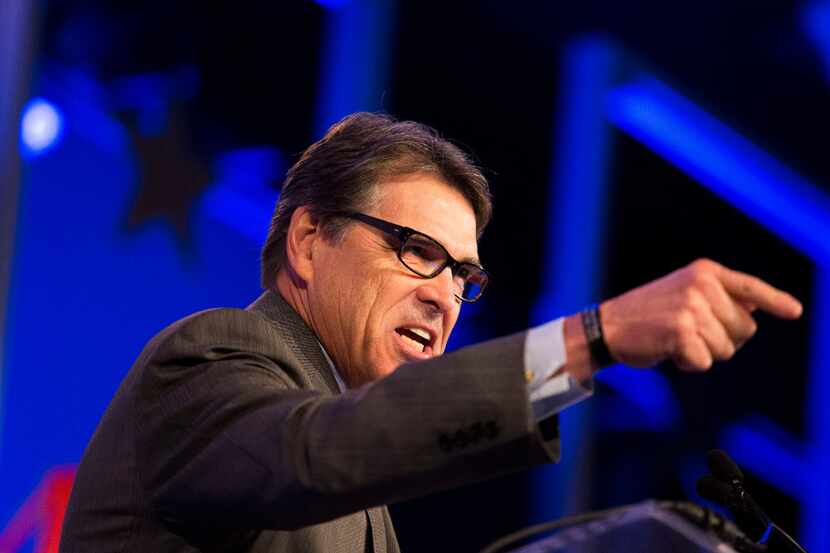 Rick Perry, former governor of Texas, speaks during the Values Voter Summit in Washington on...