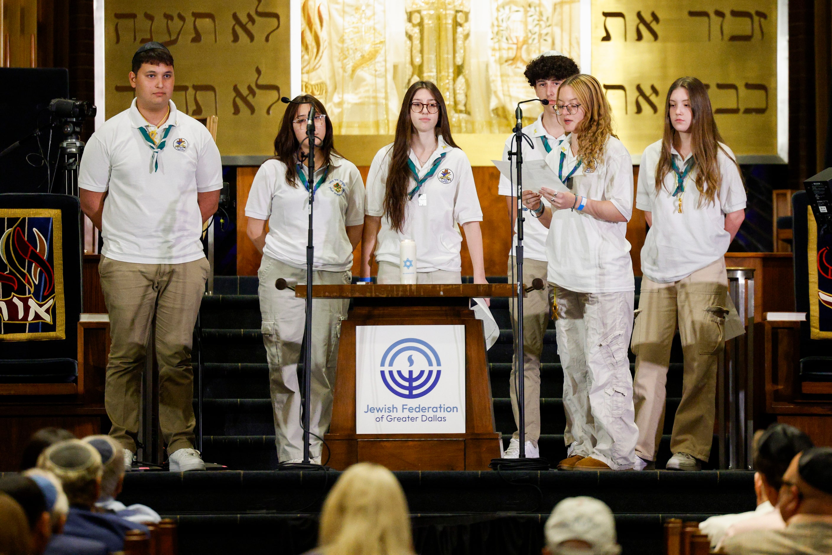 Israel Scouts lead a prayer for victims of the October 7th attack during a community event...