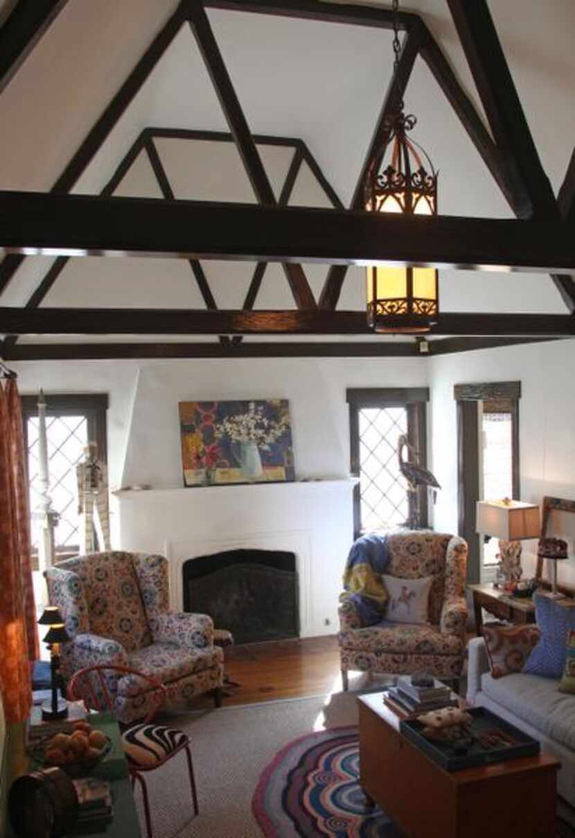 
The stenciled beams in the 1926 house evoked instant love in Williams. She furnished the...