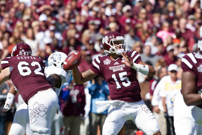 Oct 4, 2014; Starkville, MS, USA; Mississippi State Bulldogs quarterback Dak Prescott (15)...