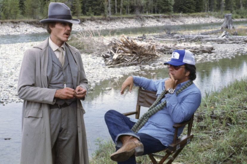 Cimino, right, with actor Christopher Walken on the set of "Heaven's Gate," restored and...