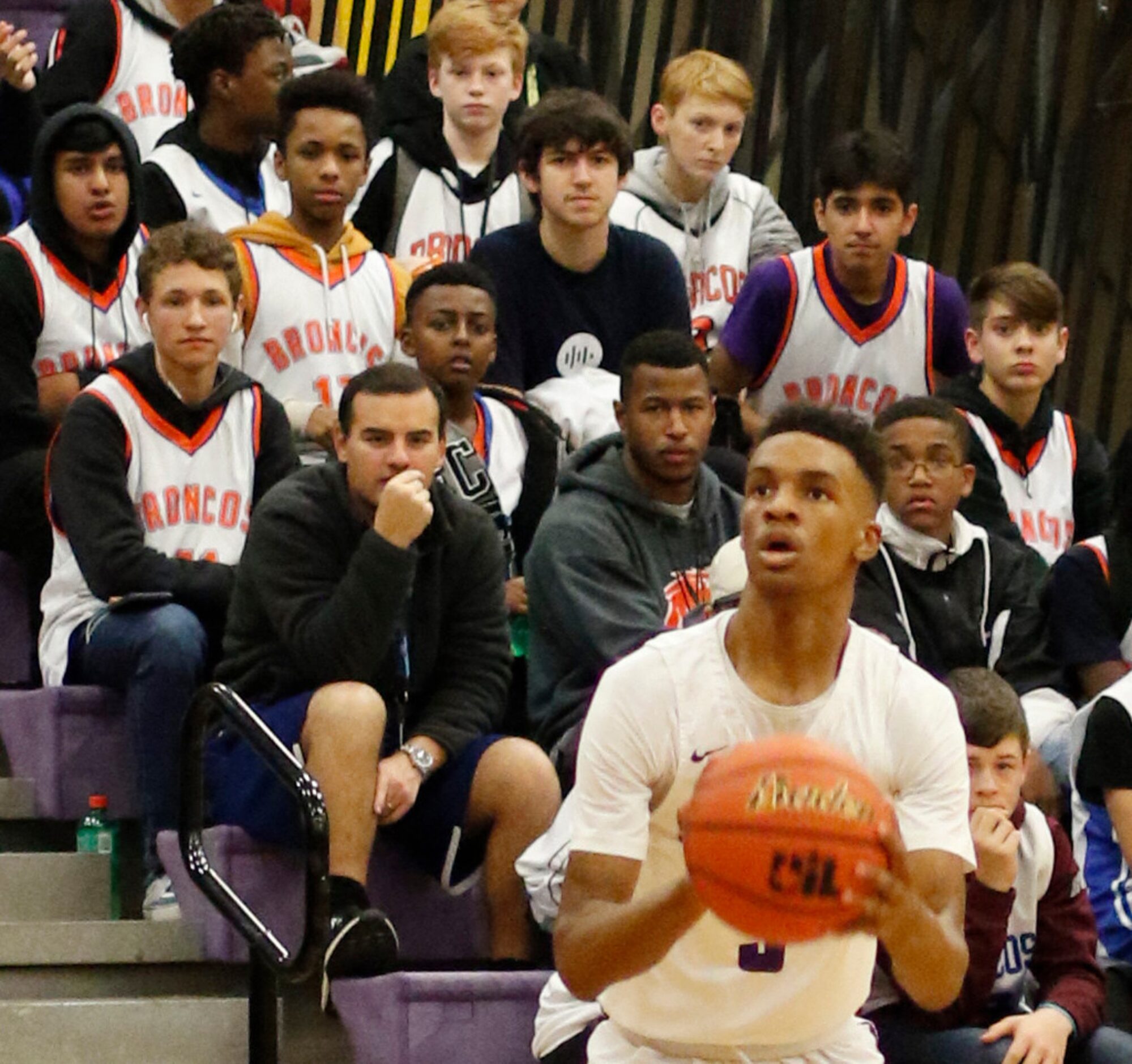 Richardson's Rylan Griffen (3) eyes a shot as all eyes are on him as he hits one of his long...