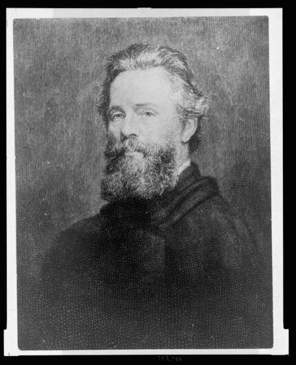 Photograph of an etching of Herman Melville after a portrait by Joseph O. Eaton.