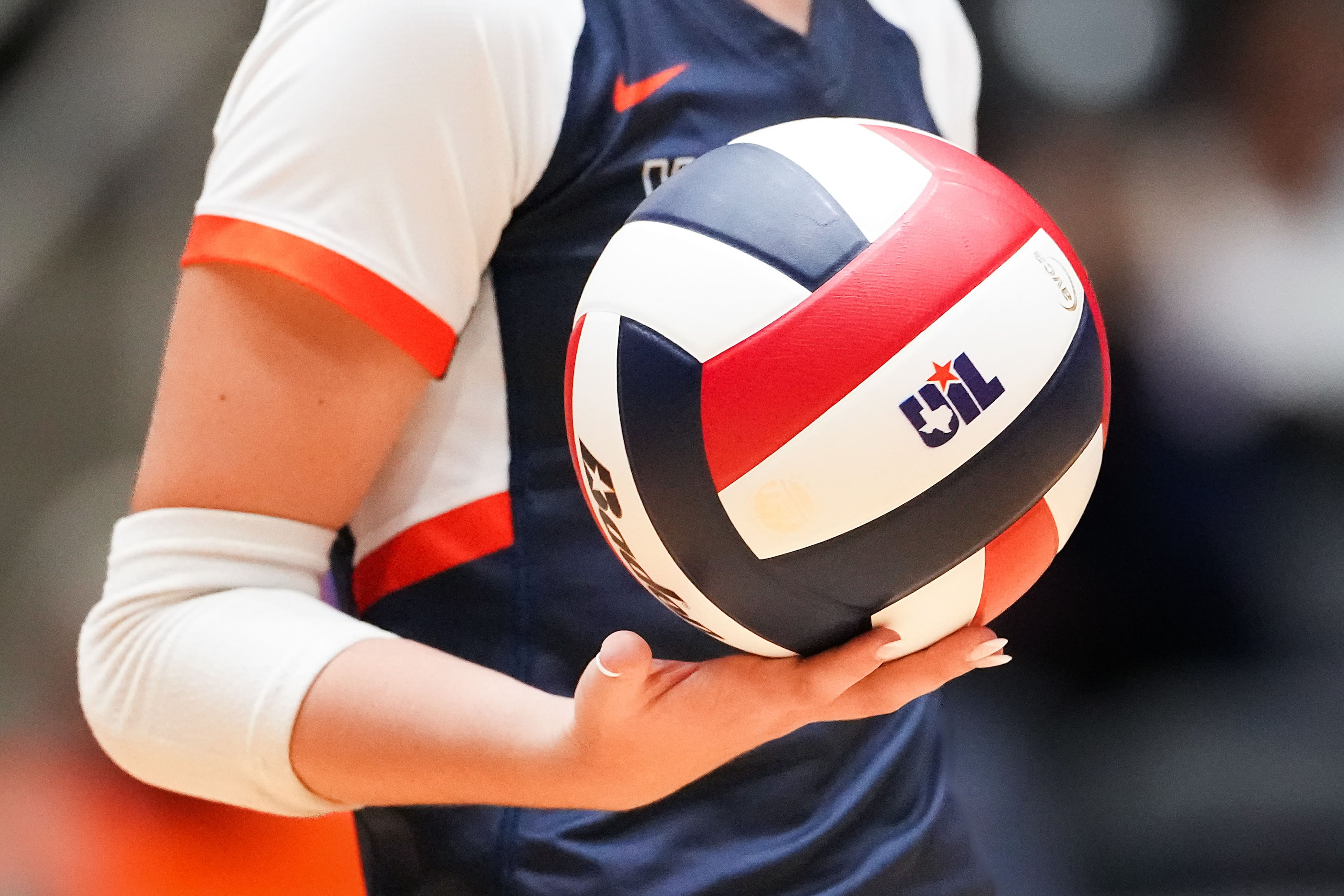 Frisco Wakeland's Breanna Cagle prepares to serve during the UIL Class 5A Division II...