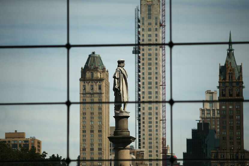 A 76-foot statue on Columbus Circle in New York City celebrates the explorer.