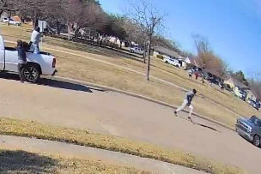 A screen capture of a video shared by Garland police shows the moment when a teen, who was...