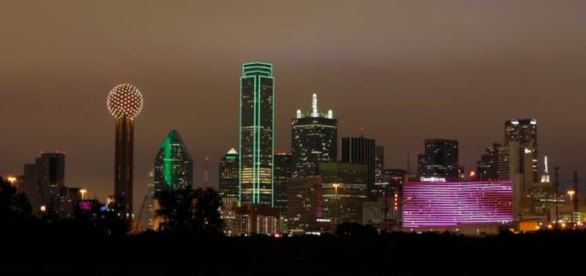 
The Dallas skyline at night.