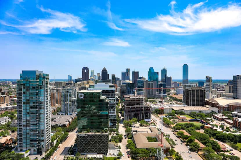 The Harwood No. 14 tower is under construction on Harry Hines Boulevard north of downtown...