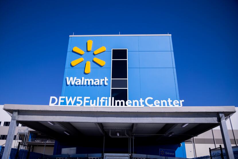 An entrance to Walmart’s 1.5-million-square-foot online fulfillment center in Lancaster. The...