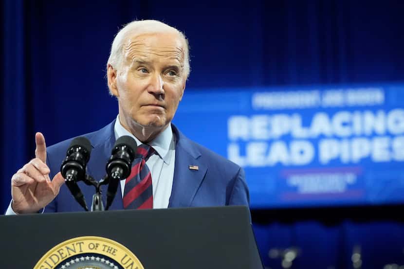 During an address May 2, 2024, in Wilmington, N.C., President Joe Biden announced his...
