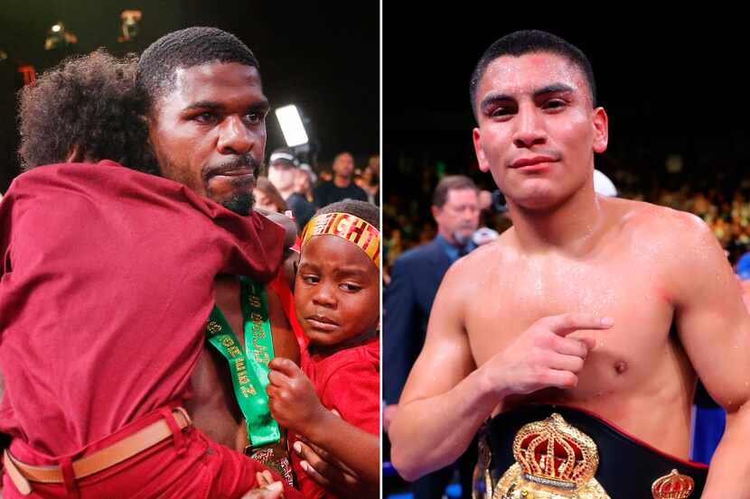 Los boxeadores del ára de Dallas, Maurice Hooker (izq), y Vergil Ortiz Jr. (der), se...