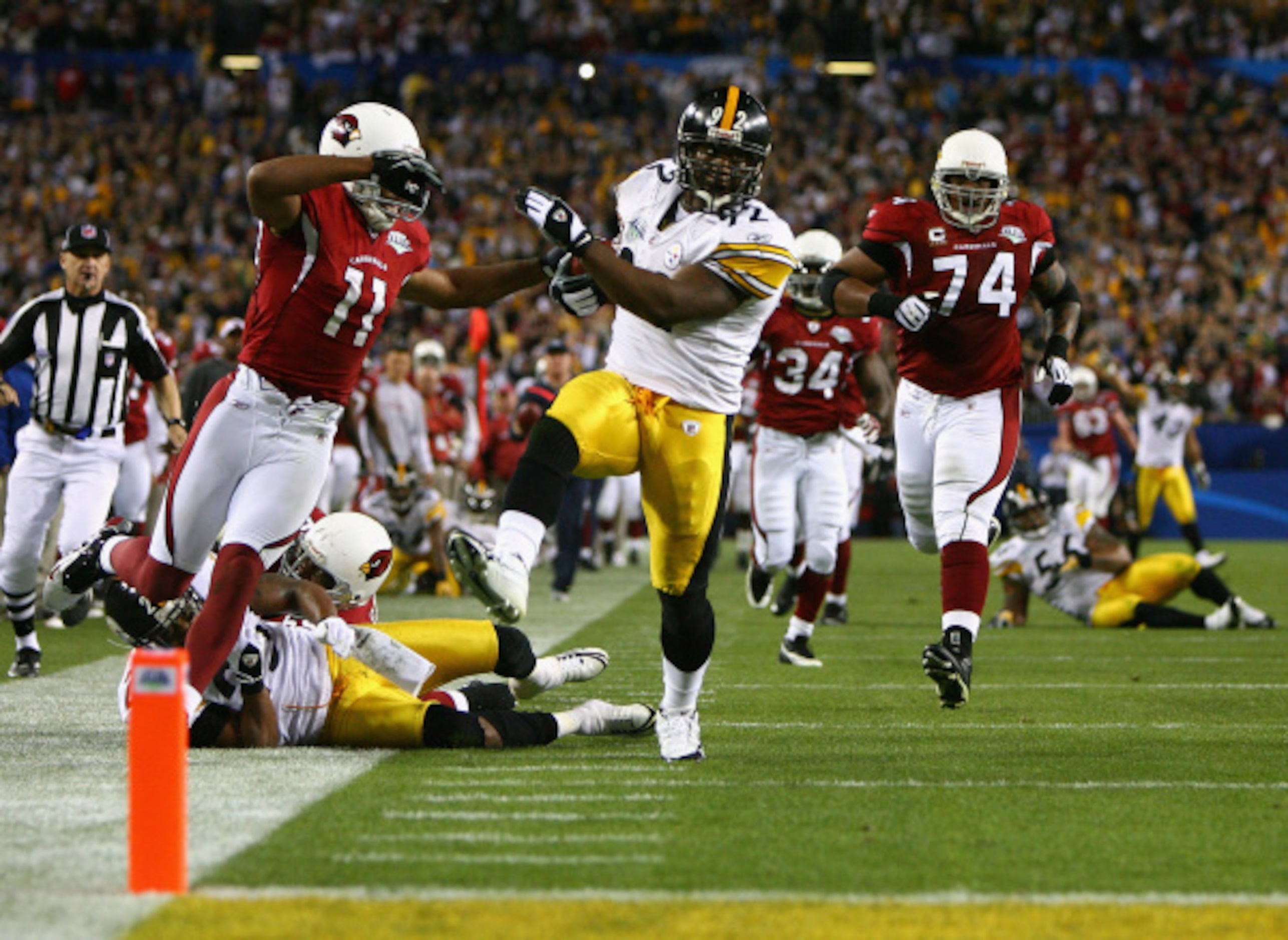 8. James Harrison interception:

Trailing 10-7 at the close of the first half of the 2009...