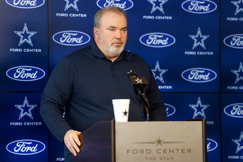 Dallas Cowboys head coach Mike McCarthy speaks during his end of season press conference at...