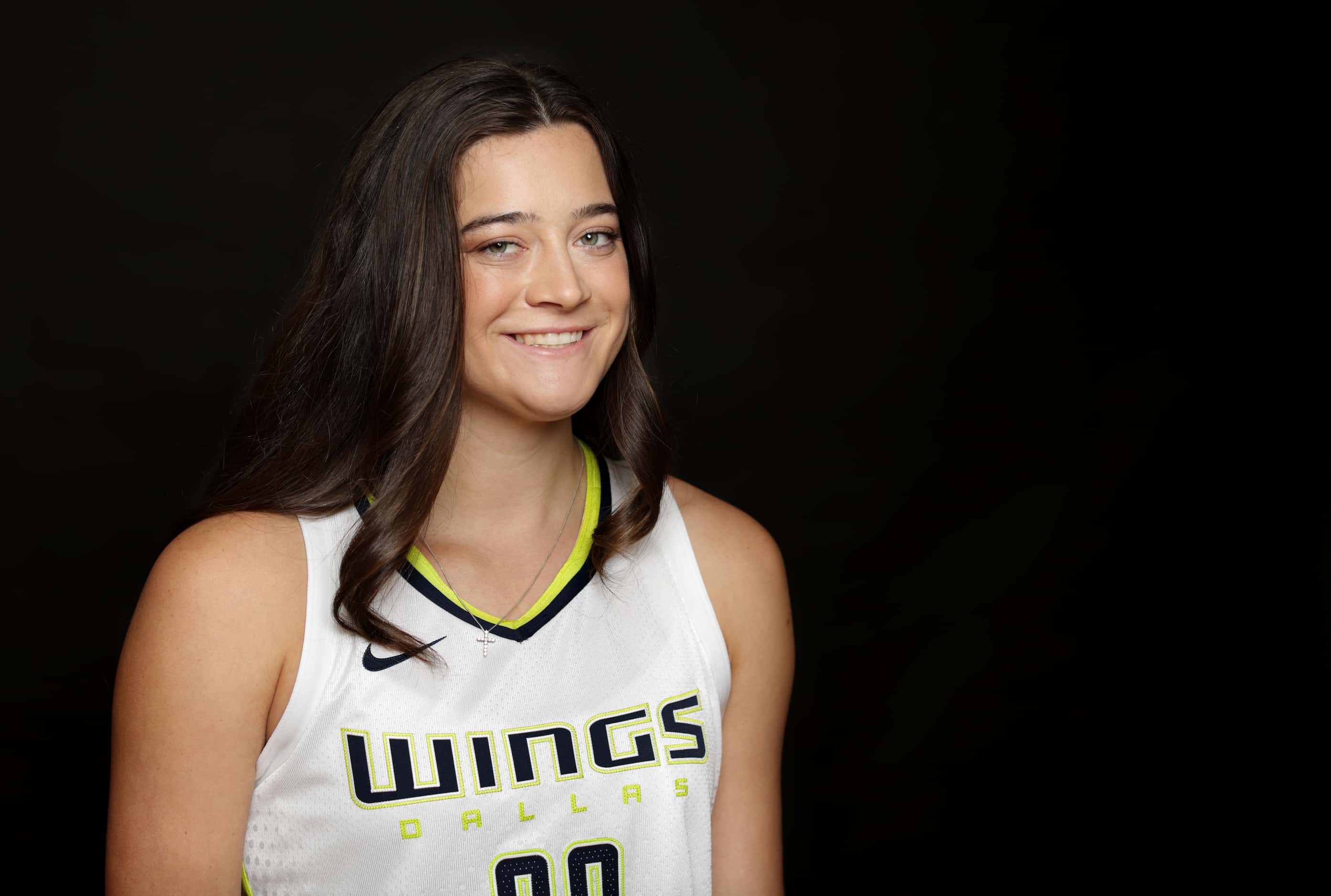 #20 Maddy Siegrist with The Dallas Wings poses for a photograph at College Park Center in...