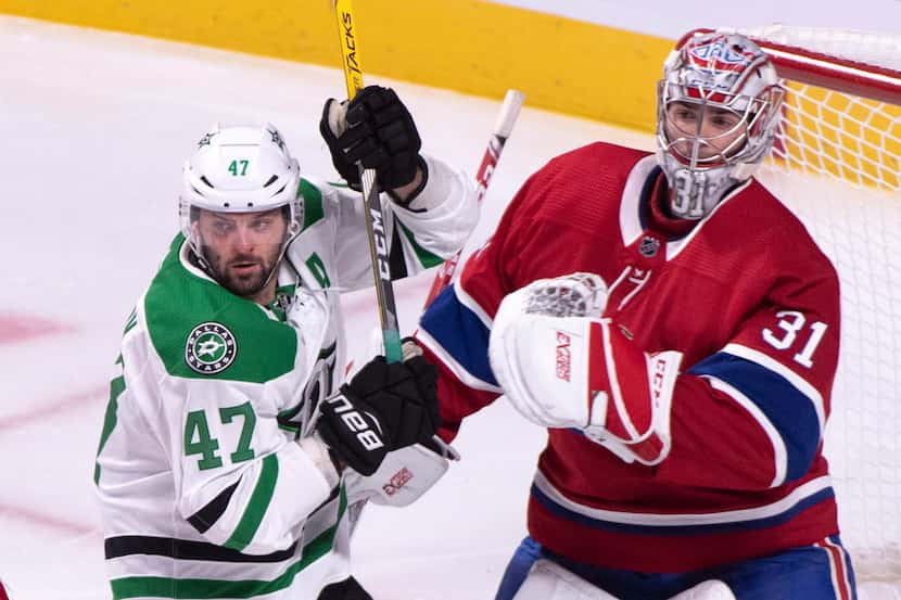 Dallas Stars' Alexander Radulov gets up close to Montreal Canadiens goaltender Carey Price...