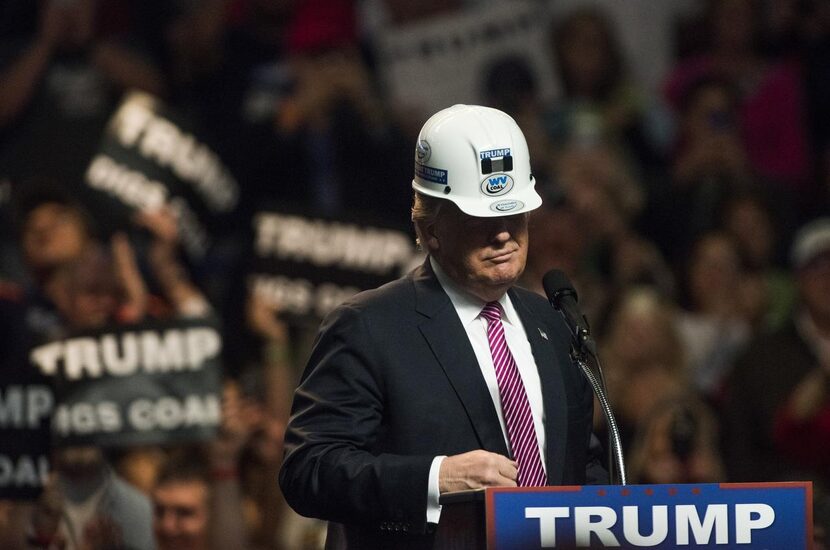 
Donald Trump speaks in front of a crowd of supporters during a campaign rally at the...