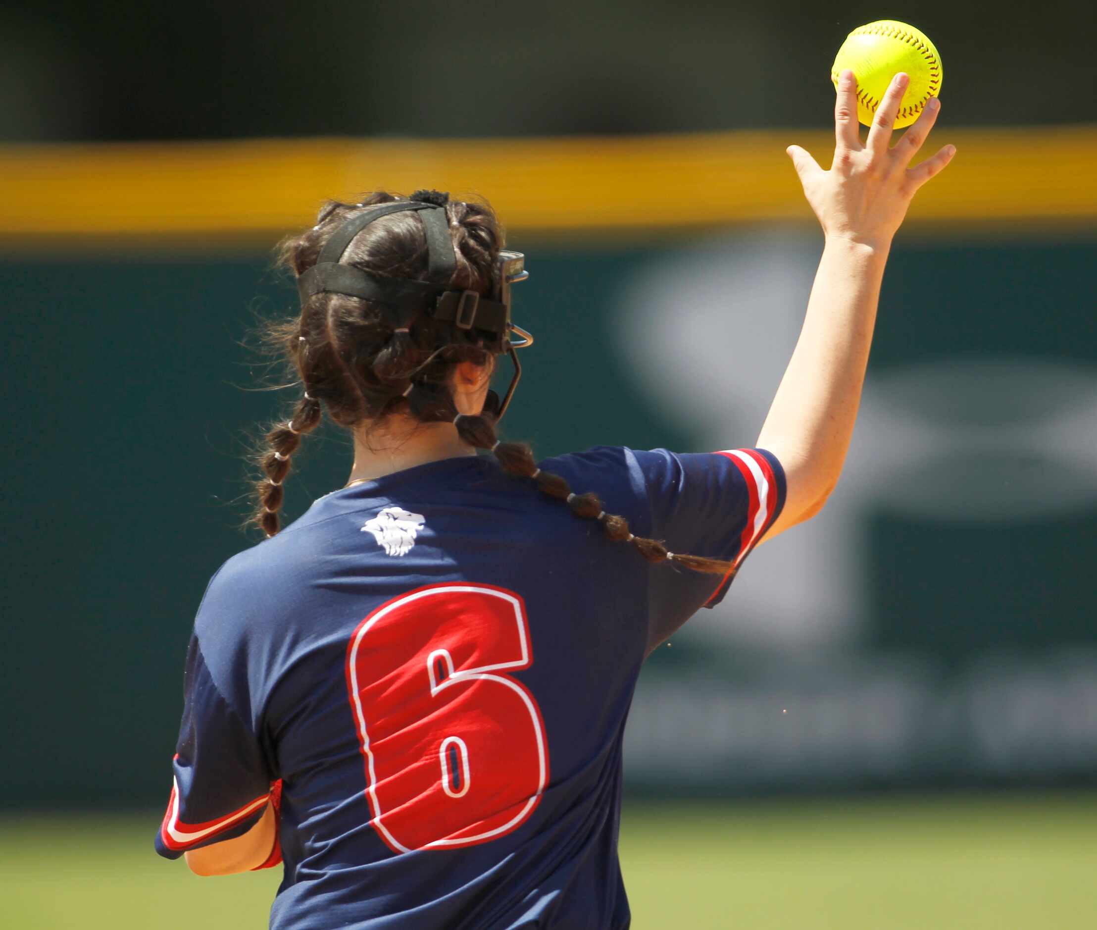 Grapevine Faith Christian shortstop Anacapri Ciccone (6) fields a ground ball and throws out...