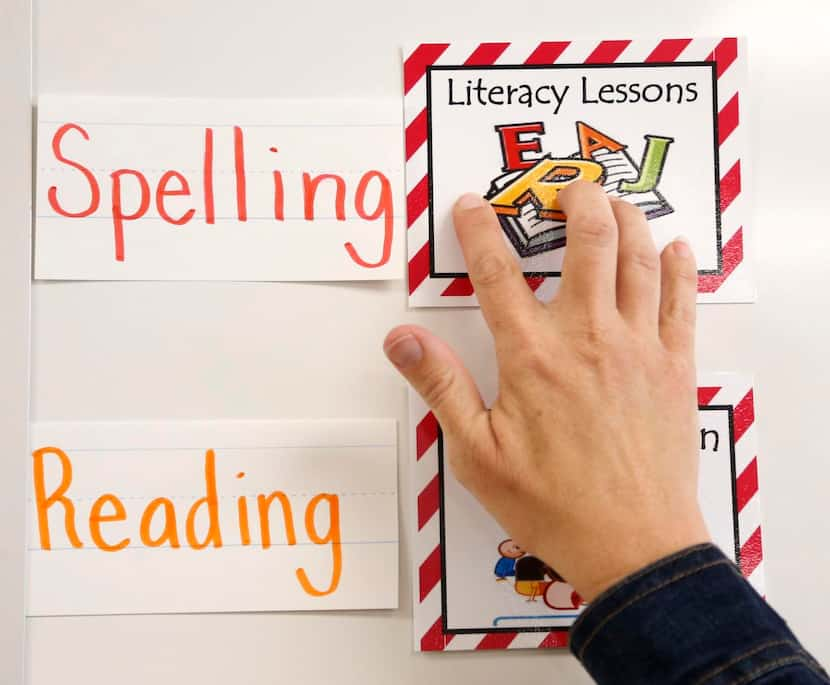 
Kindergarten teacher Bethany Harris works on a board in her room at Norris Elementary. 


