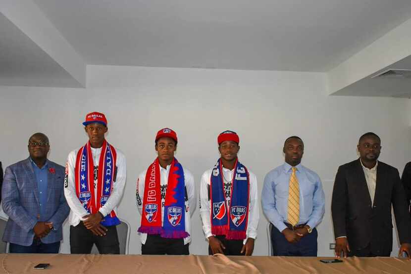 The announcement presentaion of the hree Haitian players signing with FC Dallas and North...