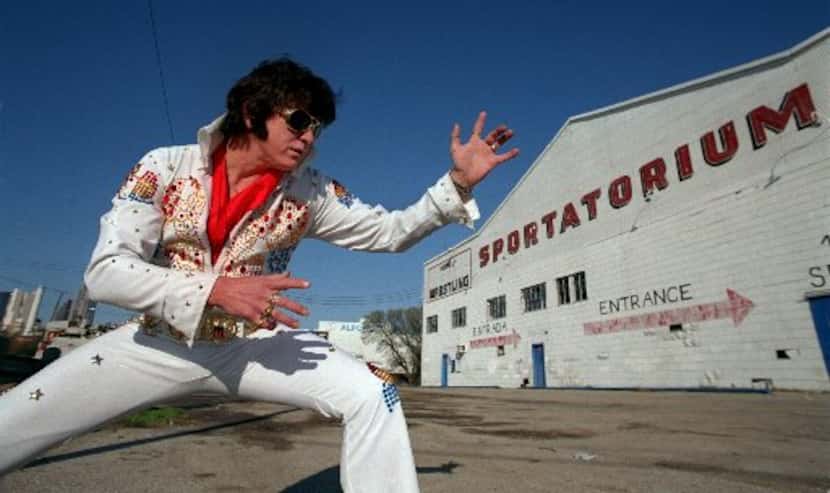 Elvis Presley impersonator Alan Curtis outside the Sportatorium, where the real Elvis played...
