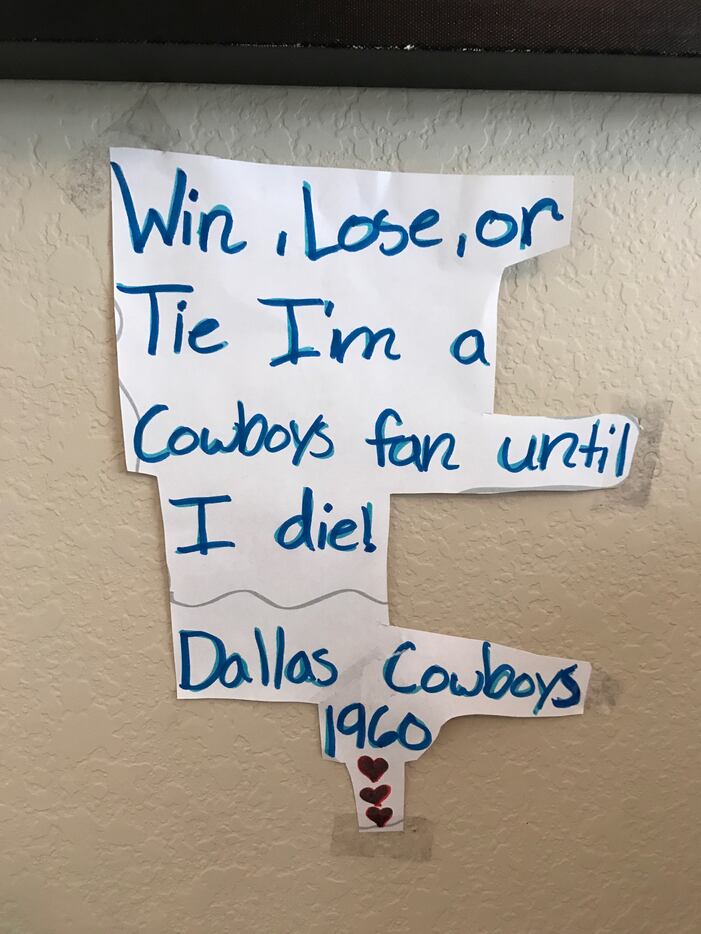 A poster on Alyssa Ayala's bedroom wall. The 10-year-old from Houston is a die-hard Cowboys...