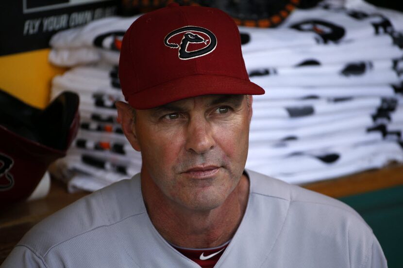 IFLE - In this July 3, 2014 file photo, then-Arizona Diamondbacks manager Kirk Gibson sits...