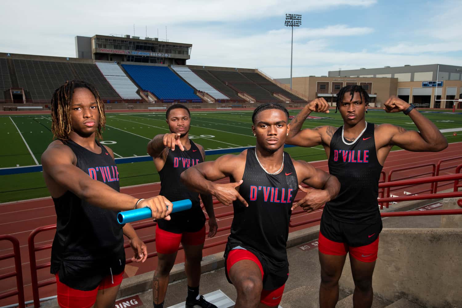 Duncanville High School boys 4x200-meter relay team consisting of (L-R) Brayden Williams,...