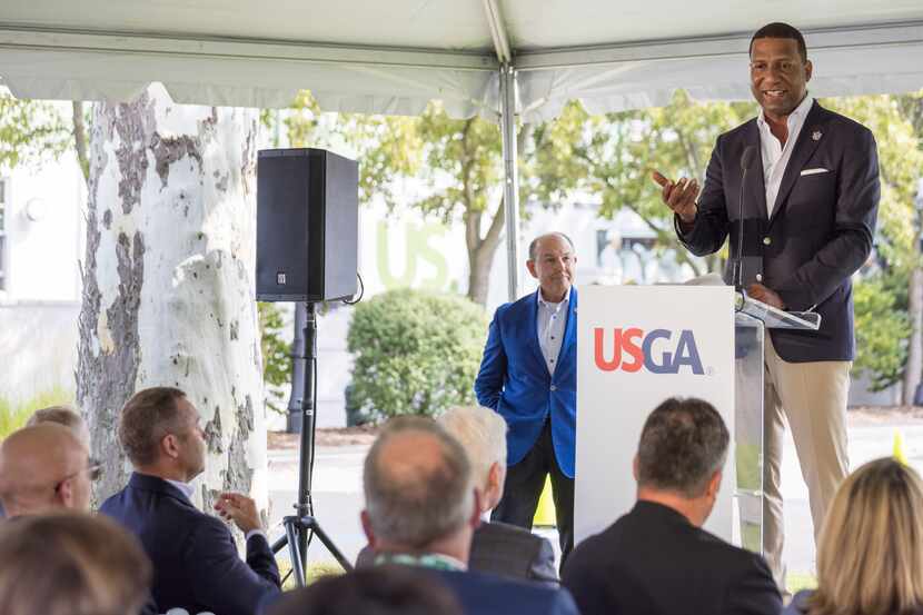 Fred Perpall, the president-elect of the United States Golf Association, addresses a USGA...