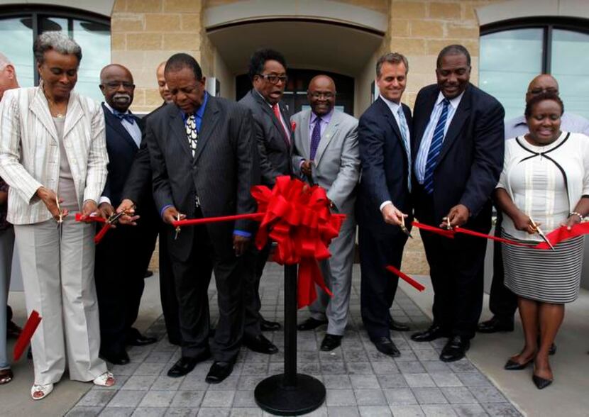 
Dallas City Council members and other dignitaries gathered at the new Lancaster Urban...
