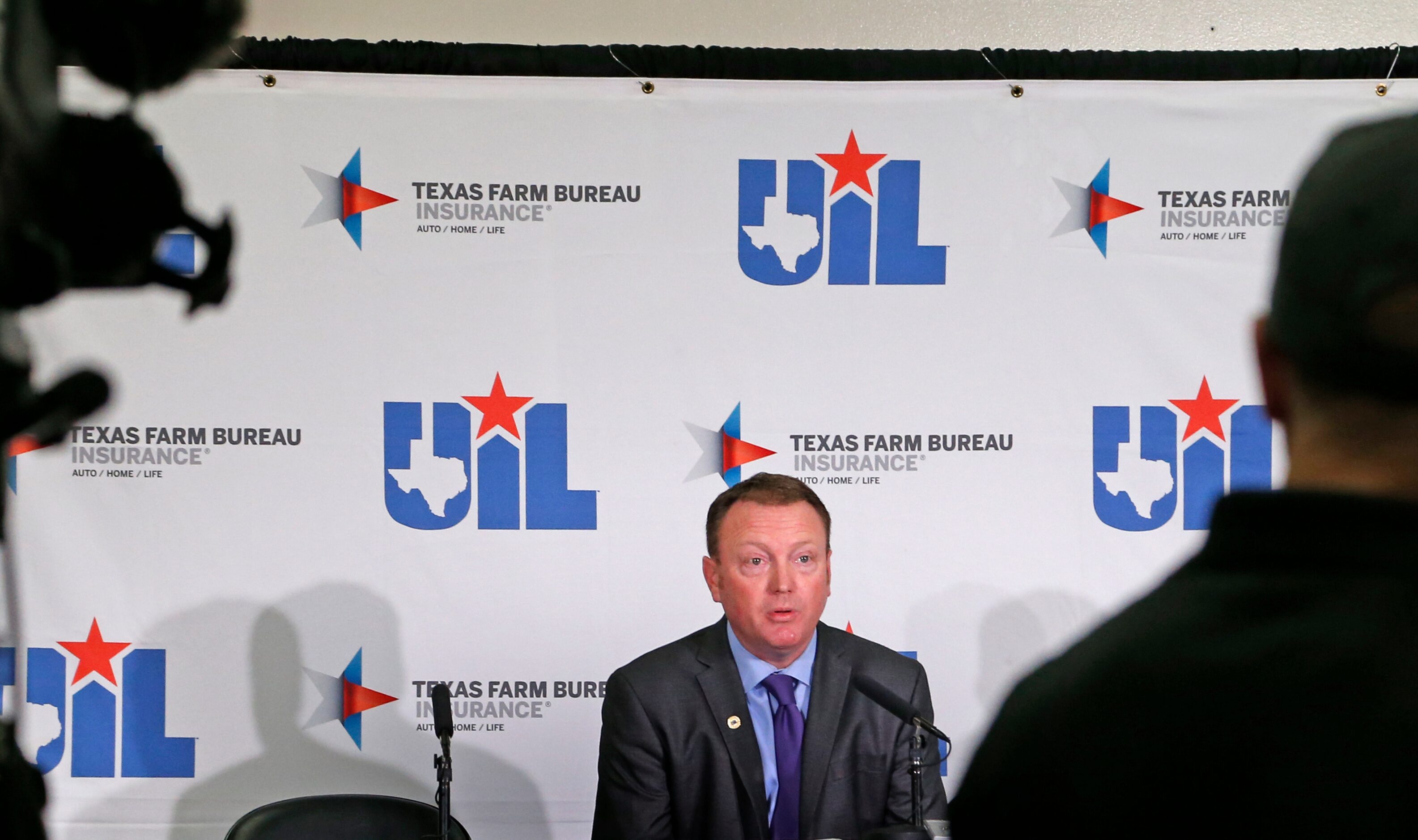 Dr. Jamey Harrison, Deputy Director of the UIL address the media on the future of the...