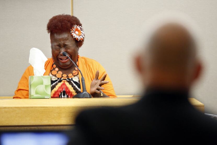 Vickie Cook, mother of Deanna Cook, wept during her the murder trial of her daughter's...