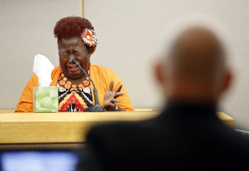 Vickie Cook, mother of Deanna Cook, wept during her the murder trial of her daughter's...