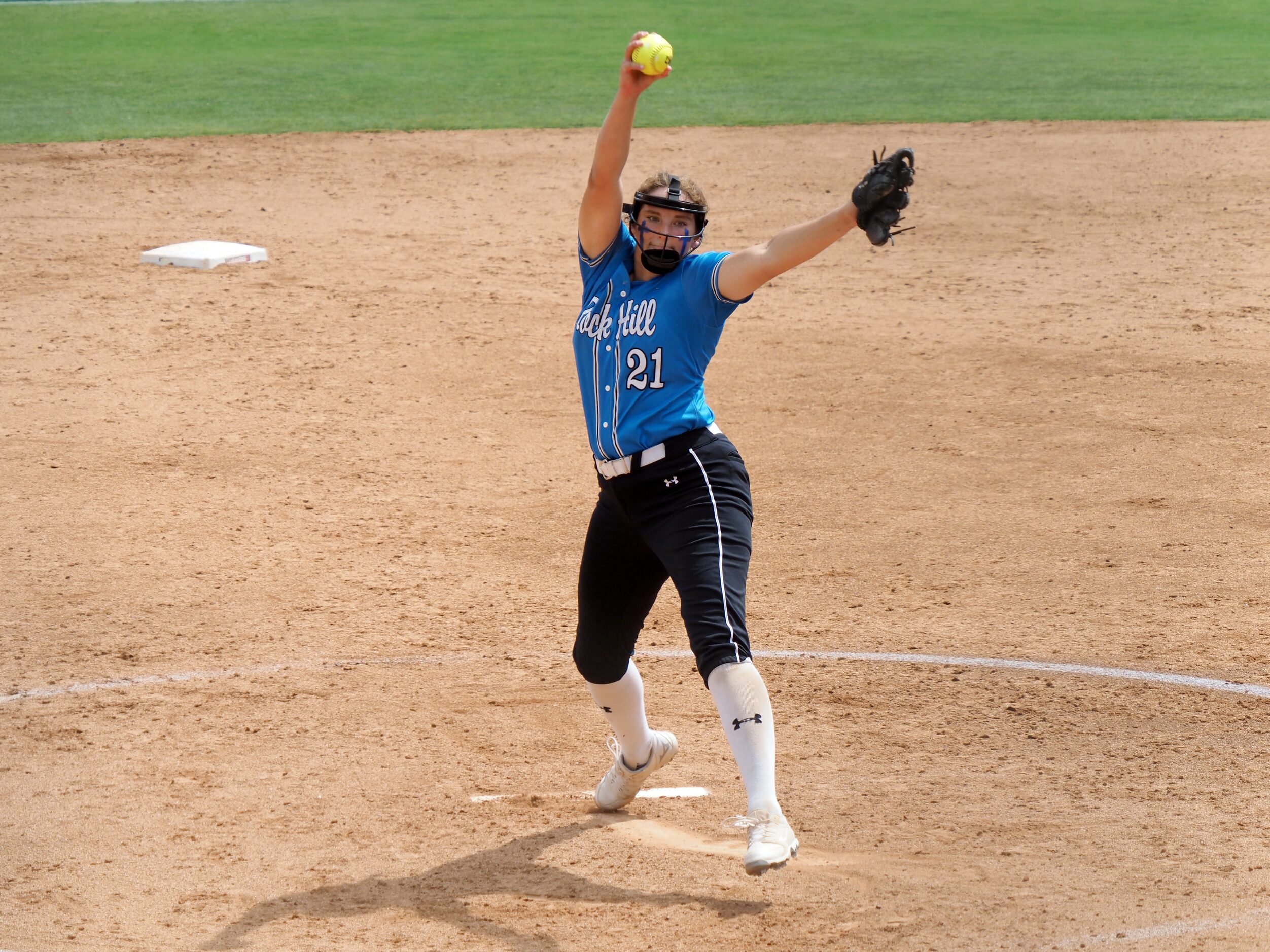 Prosper Rock Hill pitcher Taylor Hagen pitches against Montgomery Lake Creek in the Class 5A...