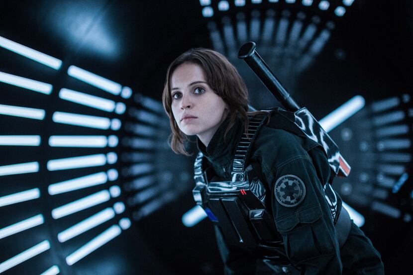 This image released by Lucasfilm Ltd. shows Felicity Jones as Jyn Erso in a scene from,...