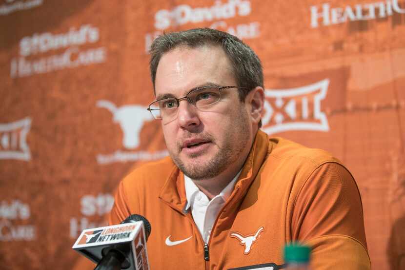 Texas head coach Tom Herman speaks during a press conference, Thursday, Jan 5, 2017 in...