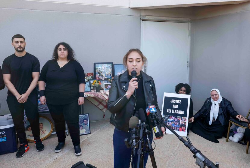 Stephanie Elbanna, the youngest daughter of Ali Elbanna, speaks at a news conference Tuesday...