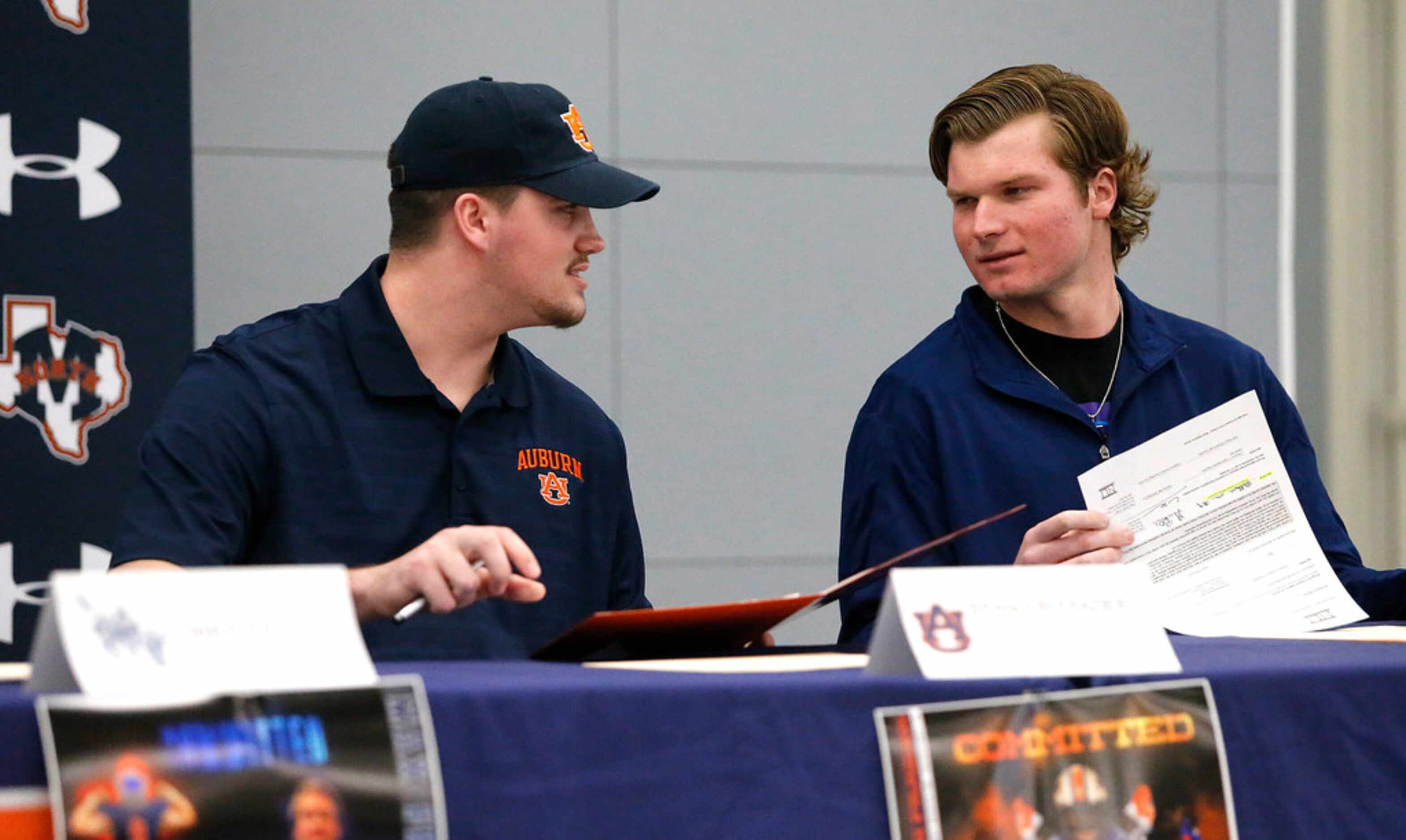 Brandon Frazier (left) signs with Auburn while Dillon Markiewicz signs with Syracuse during...