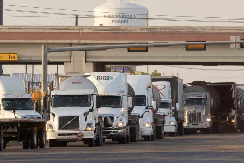A line of drivers formed at the Pharr-Reynosa International Bridge earlier this year. The...